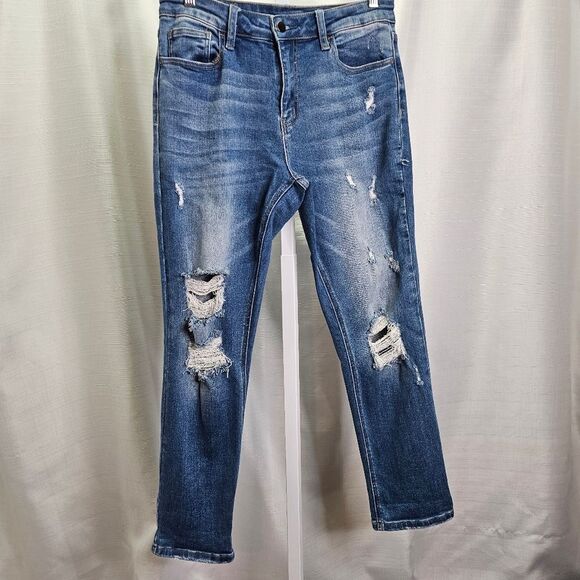Windsor Medium Wash High Rise Distressed Jeans Size 9 - Picture 3 of 9